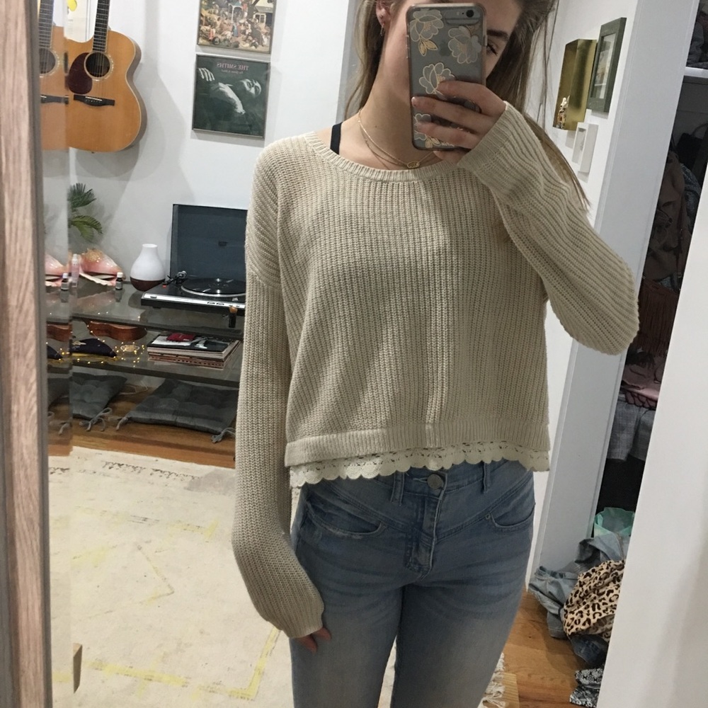 Lace trim sweater